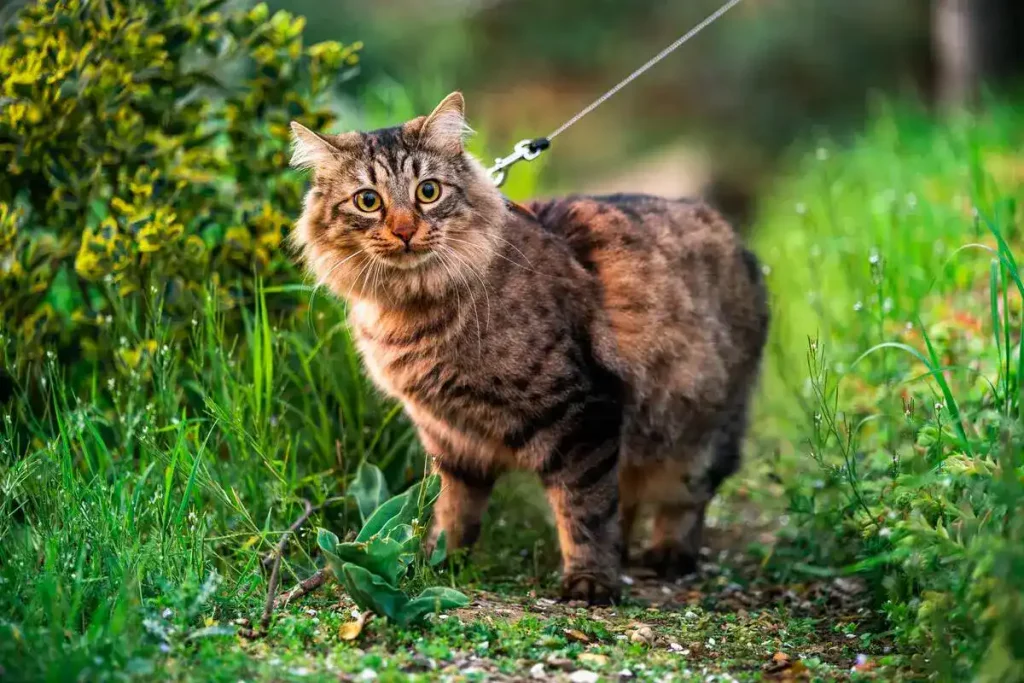 cat on leash